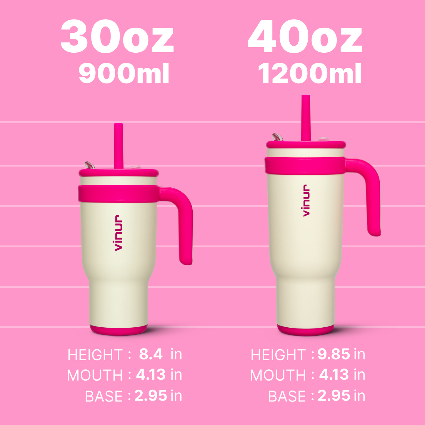 VINUR Tumbler with Handle Stainless 30 oz 40 oz