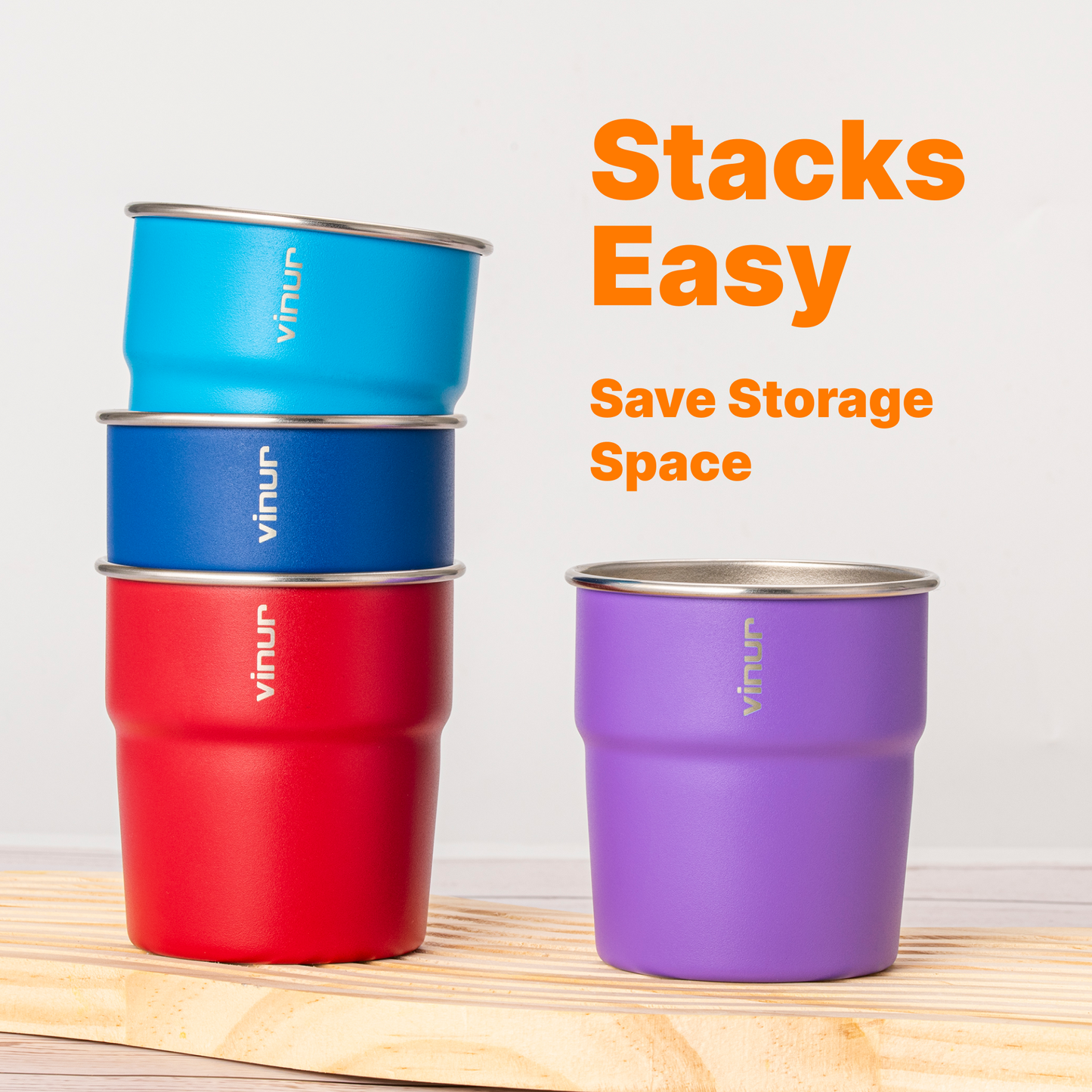 VINUR 4 Pack Stainless Steel Cups 8 oz