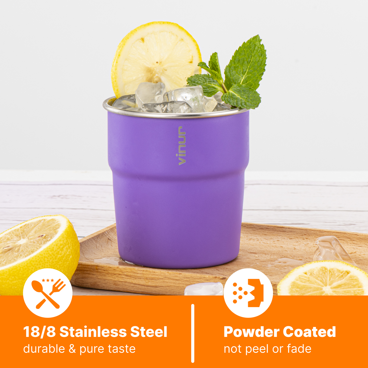 VINUR 4 Pack Stainless Steel Cups 8 oz
