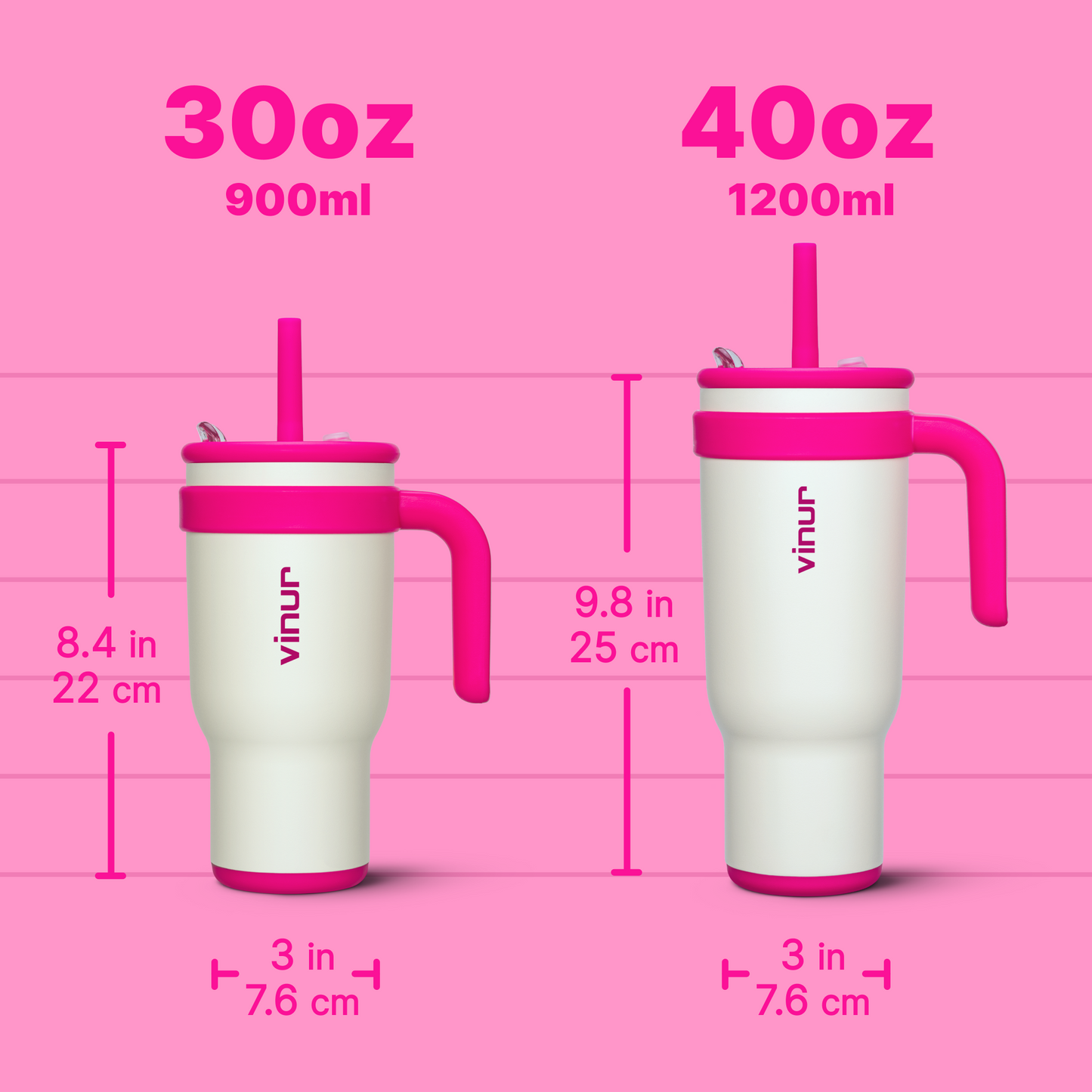 VINUR Tumbler with Handle Stainless 30 oz 40 oz