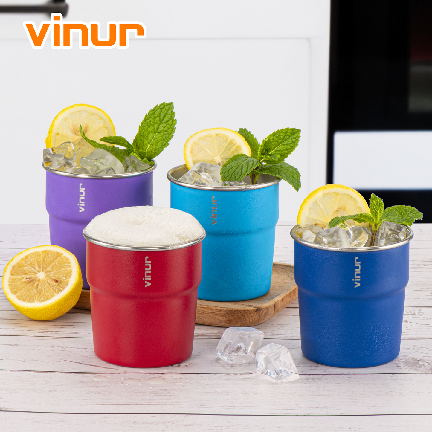 VINUR 4 Pack Stainless Steel Cups 8 oz